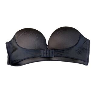 O2 Women's Size 38/85 Black Strapless Push-Up Front Lift Comfort Support‎ Bra